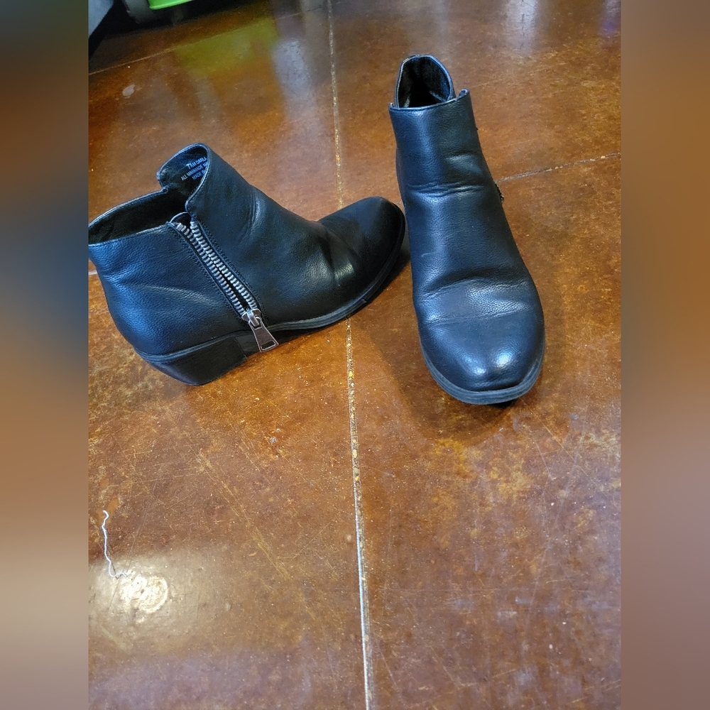 Madeline Black Leather Women's Ankle Boots